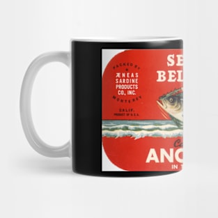 Sea Belle Vintage Anchovies Label Cannery Row Monterey Mug